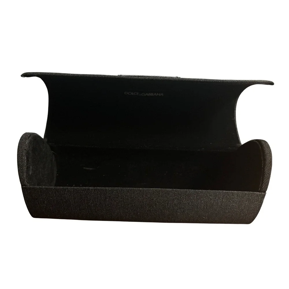 Dolce Gabbana Black Ribbed Hard Shell‎ Sunglass Case Eyewear Holder Storage